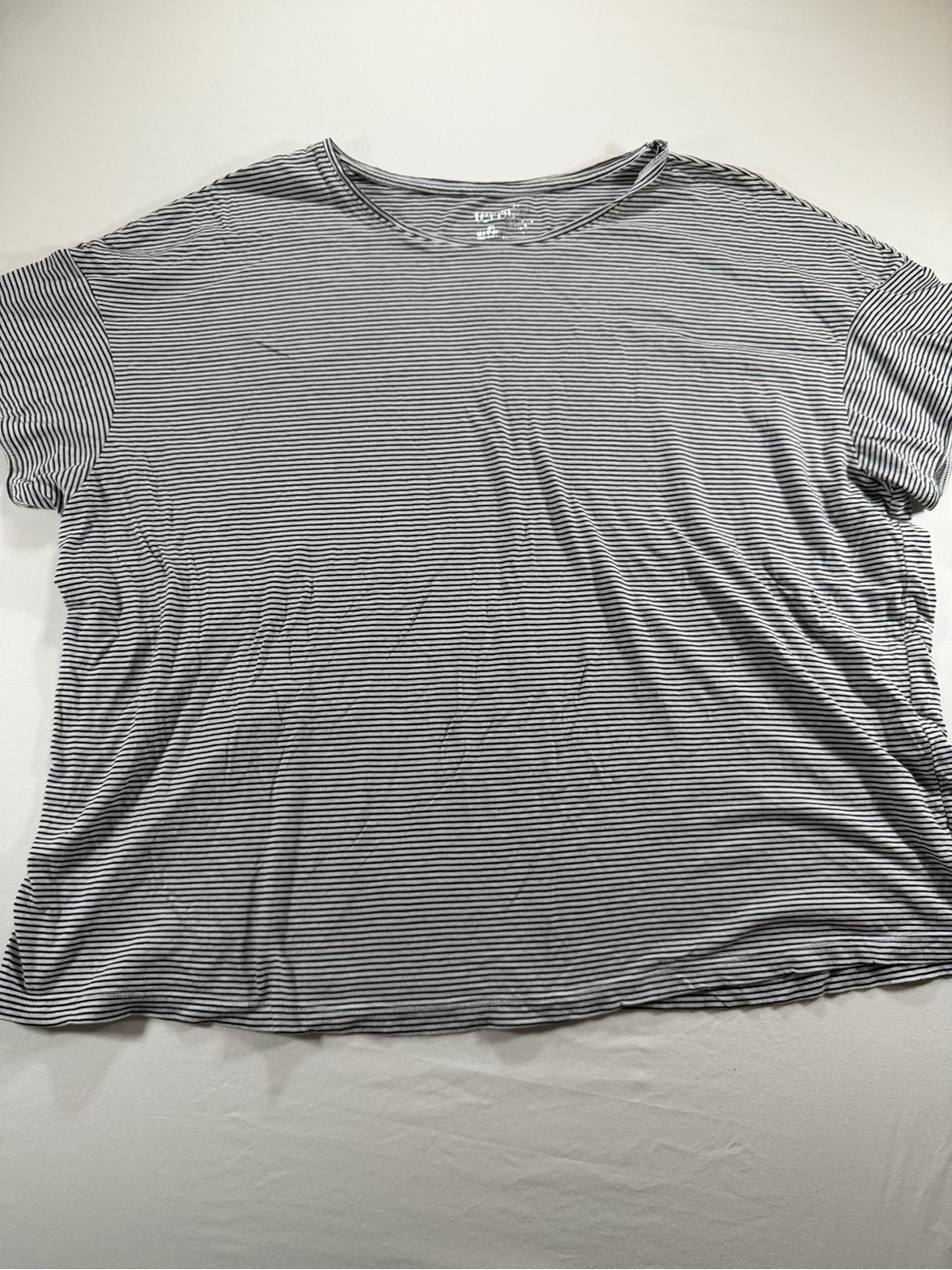 Women's Pullover Top Short Sleeve Terra & Sky Shirt Size 2X Round Neck Stripes